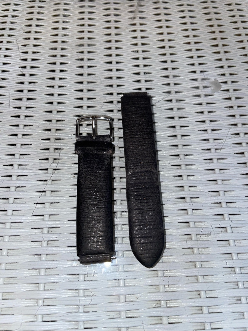 Philip Stein Black Leather Watch Strap with Silver Buckle